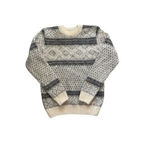 Icewear Iceland Pure Icelandic Wool Fair Isle Crewneck Sweater Grey Mens Small